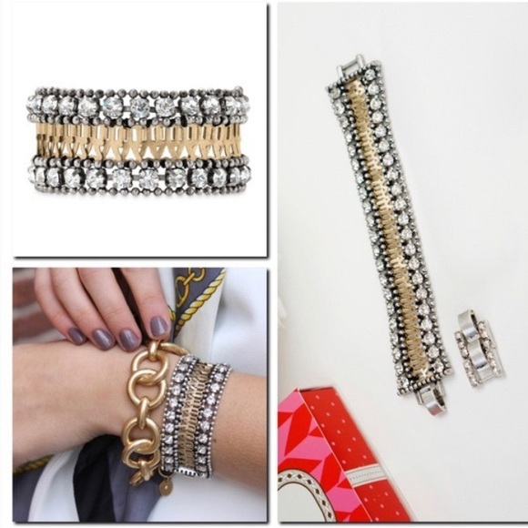 Stella & Dot Portia Silver Gold Rhinestone Cuff Bracelet - 6 to 8” - Picture 4 of 4